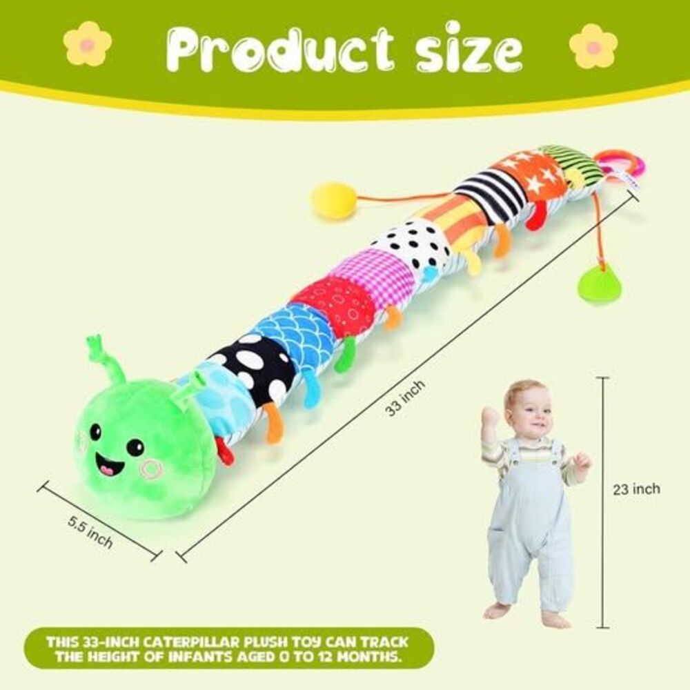 33" Plush Caterpillar Baby Sensory Toy Music Box Mirror Teether